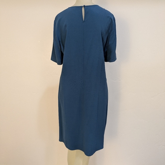 Eileen Fisher Blue crepe Shift Dress - Picture 4 of 10